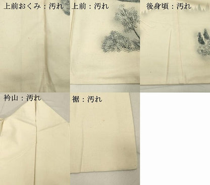 平和屋着物■訪問着　紬地　手描き　風景文　暈し染め　正絹　逸品　DABB8672cd