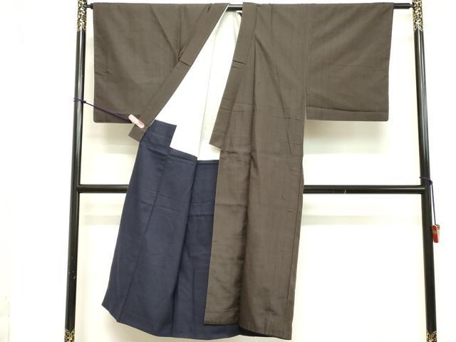 平和屋着物■男性　紬　間道　正絹　逸品　DABB8674cd