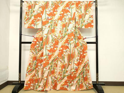 平和屋着物■上質な小紋 草花文 金彩 正絹 逸品 DABB8677cd