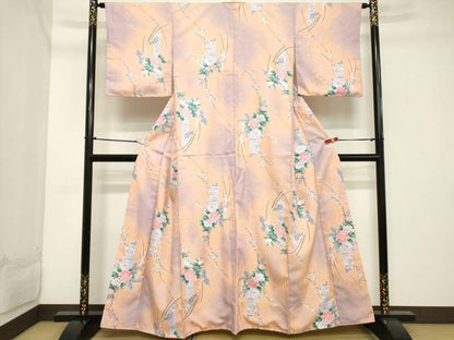 平和屋着物■上質な小紋 草花文 暈し染め 正絹 逸品 DABB8798cd