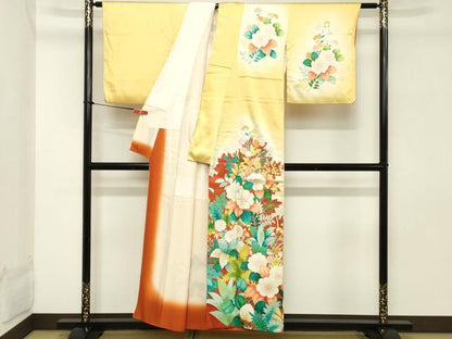 平和屋着物■訪問着 駒刺繍 草花文 暈し染め 金彩 正絹 逸品 DABB8805cd