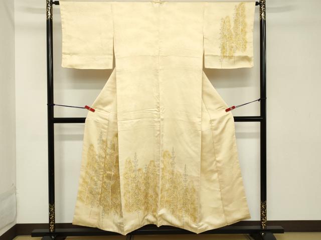 平和屋着物■訪問着 駒刺繍 樹林文 暈し染め 金彩 正絹 逸品 DABB8810cd