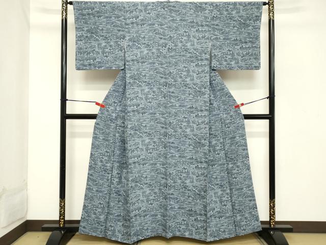 平和屋着物■上質な小紋 風景文 暈し染め 正絹 逸品 DABB8814cd