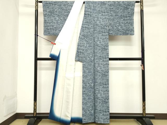 平和屋着物■上質な小紋 風景文 暈し染め 正絹 逸品 DABB8814cd