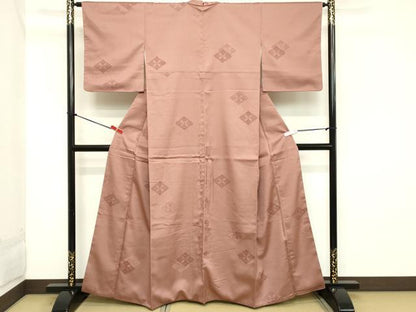 平和屋着物■上質な小紋　菱文　蝶　正絹　逸品　DABB8828cd