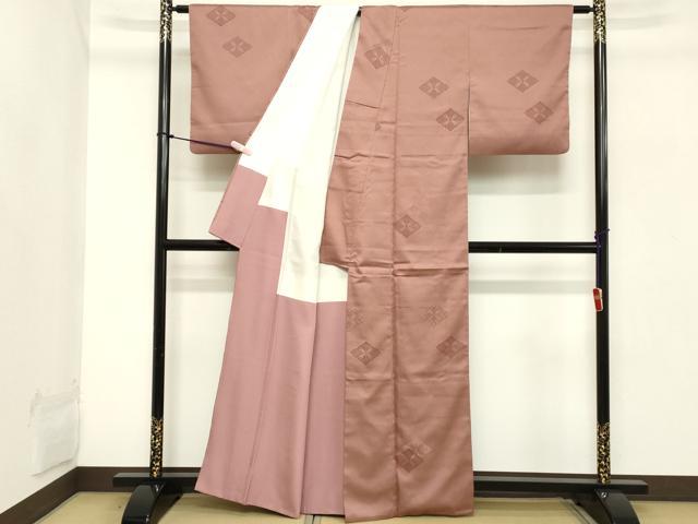 平和屋着物■上質な小紋　菱文　蝶　正絹　逸品　DABB8828cd