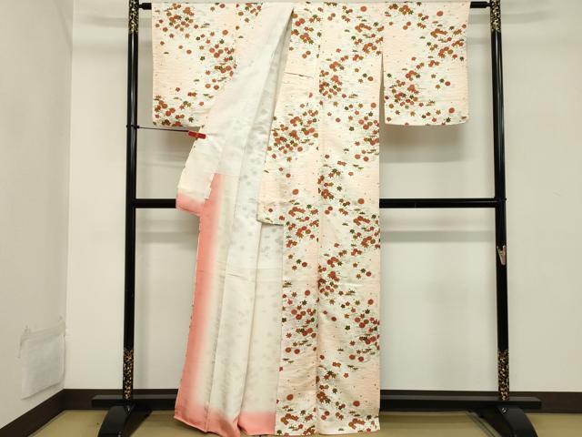 平和屋着物■上質な小紋 舞花文 暈し染め 金彩 正絹 逸品 DABB8829cd