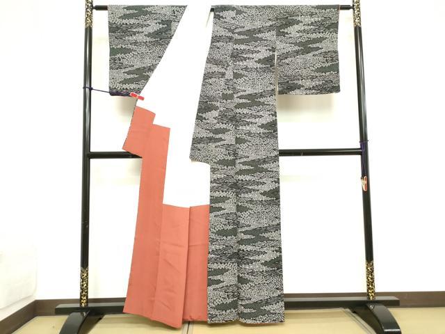 平和屋着物■上質な小紋 舞花文 黒地 正絹 逸品 DABB8832cd