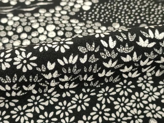 平和屋着物■上質な小紋 舞花文 黒地 正絹 逸品 DABB8832cd