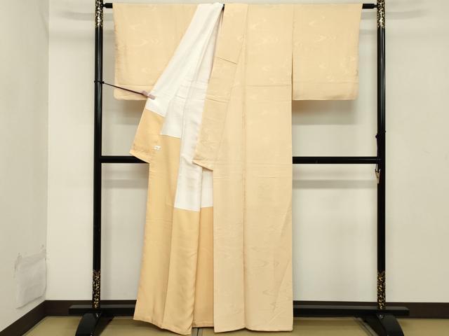 平和屋着物■上質な色無地 流水地紋 薄卵色 正絹 逸品 DABB8861cd