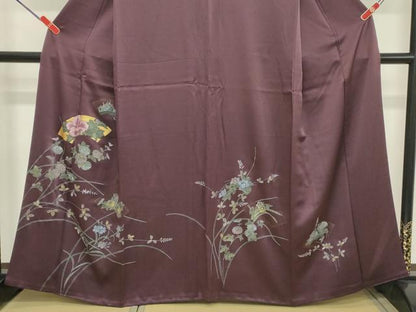 平和屋着物■訪問着 刺繍 地紙草花文 金彩 正絹 逸品 DABB8888cd
