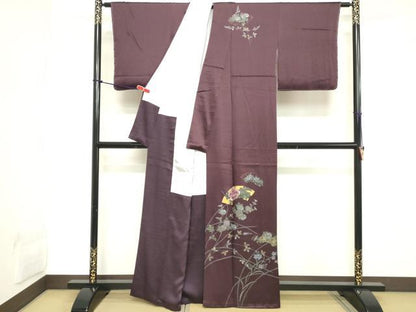 平和屋着物■訪問着 刺繍 地紙草花文 金彩 正絹 逸品 DABB8888cd