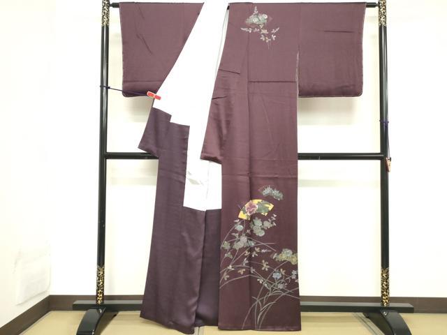 平和屋着物■訪問着 刺繍 地紙草花文 金彩 正絹 逸品 DABB8888cd