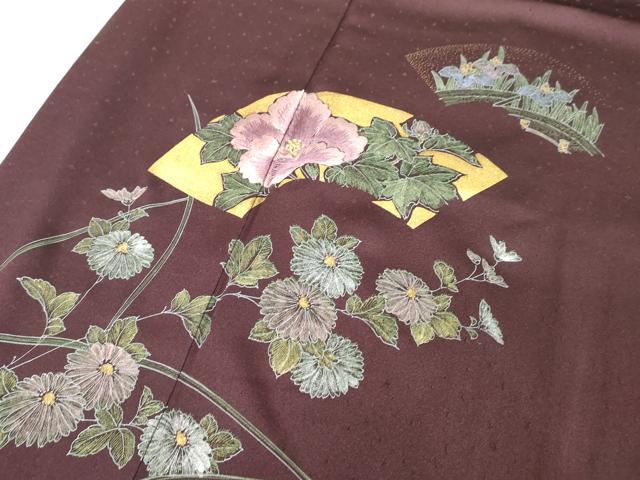 平和屋着物■訪問着 刺繍 地紙草花文 金彩 正絹 逸品 DABB8888cd
