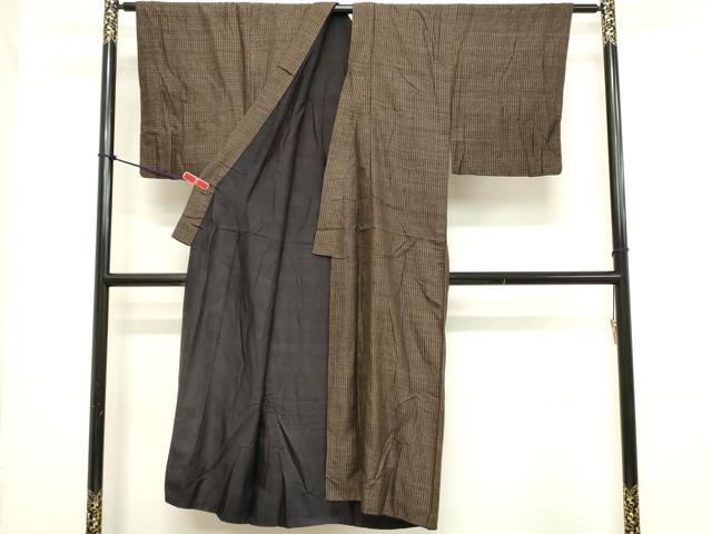平和屋着物■男性 紬 格子 正絹 逸品 DABB8928cd