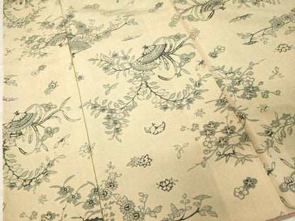 平和屋着物■上質な小紋 型染め 扇花文 正絹 逸品 DABB8931cd