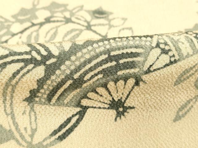 平和屋着物■上質な小紋 型染め 扇花文 正絹 逸品 DABB8931cd
