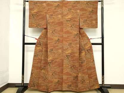 平和屋着物■上質な小紋 地紙花文 鬼しぼ縮緬 正絹 逸品 未使用 DABB8932cd