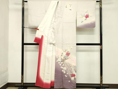 平和屋着物■訪問着 花鳥文 暈し染め 金銀彩 正絹 逸品 DABB8935cd