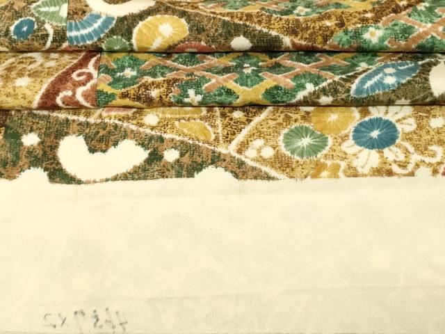 平和屋着物■上質な小紋 切嵌花蝶文 反端付き 正絹 逸品 DABB8953cd