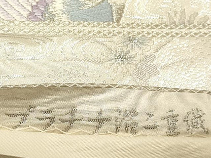 平和屋着物◎六通柄袋帯 唐織 花鳥文 プラチナ箔二重織 正絹 逸品 DABB9022ya