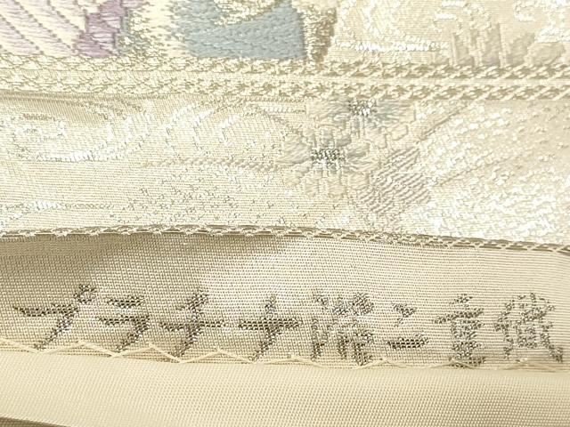 平和屋着物◎六通柄袋帯 唐織 花鳥文 プラチナ箔二重織 正絹 逸品 DABB9022ya