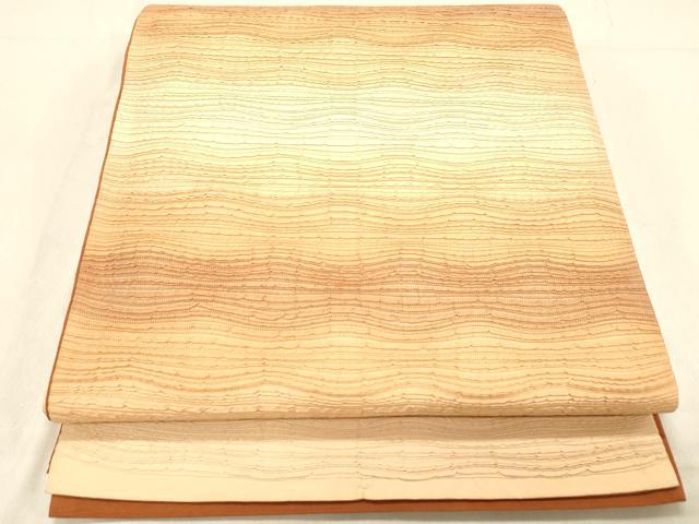 平和屋着物◎六通柄袋帯 ふくれ織 横段文 正絹 逸品 DABB9034ya