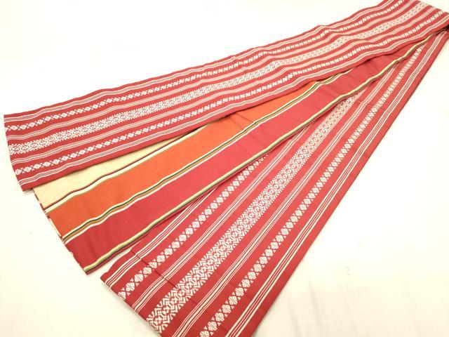平和屋着物◎本場筑前博多織　両面　半幅帯　献上　証紙付き　正絹　逸品　DABB9047ya