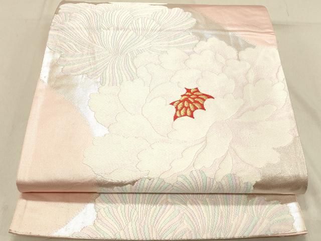 平和屋着物◎六通柄袋帯　草花文　金糸　正絹　逸品　DABB9103ya