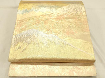 平和屋着物◎六通柄袋帯　遠山風景文　金銀糸　正絹　逸品　DABB9108ya