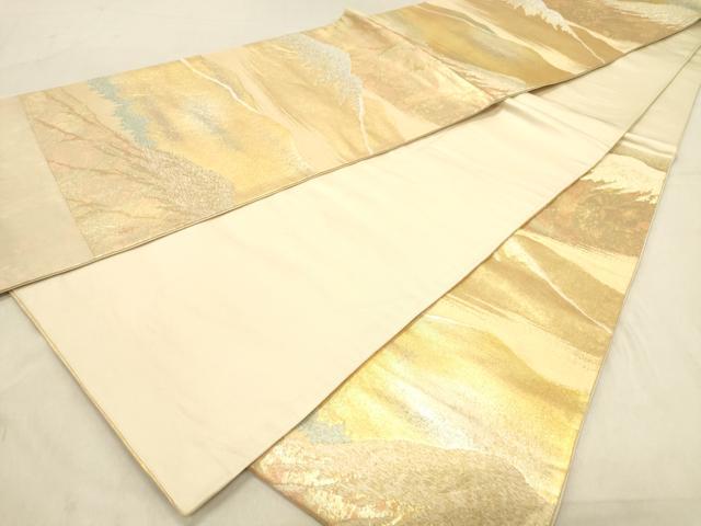 平和屋着物◎六通柄袋帯　遠山風景文　金銀糸　正絹　逸品　DABB9108ya
