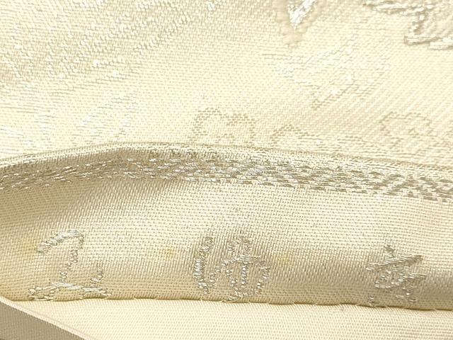 平和屋着物◎六通柄袋帯　唐織　みゆき　更紗花文　銀糸　正絹　逸品　DABB9123ya