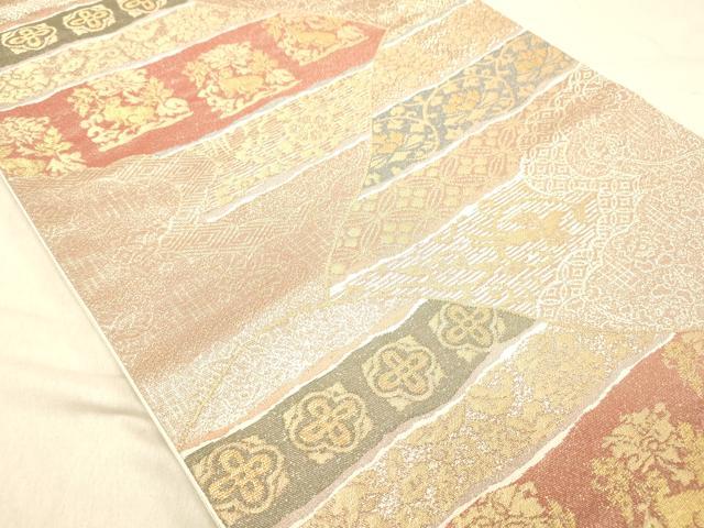 平和屋着物◎六通柄袋帯　名物裂　金糸　正絹　逸品　DABB9209ya