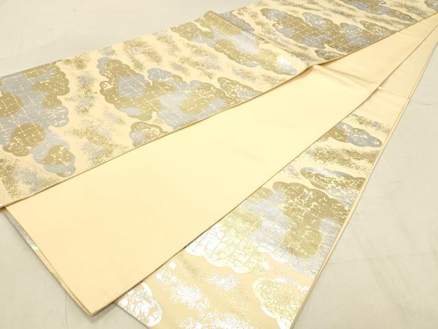 平和屋着物◎西陣 六通柄袋帯 霞文 金銀彩 正絹 逸品 DABB9223ya