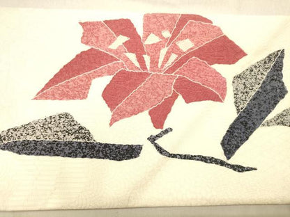 平和屋着物◎九寸名古屋帯　作家物　草花文　正絹　逸品　DABB9251ya