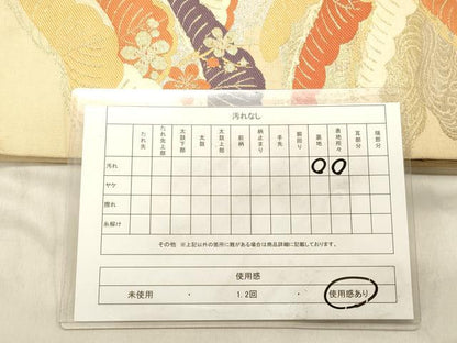 平和屋着物◎六通柄袋帯　唐織　枝松文　金銀糸　正絹　逸品　DABB9278ya