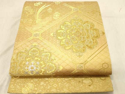 平和屋着物◎六通柄袋帯　天井花鳥文　金銀糸　正絹　逸品　DABB9287ya