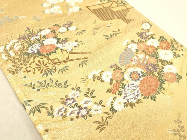 平和屋着物◎西陣 しらえ織物謹製 六通柄袋帯 王朝錦 優雅和楽文 金糸 正絹 逸品 DABB9296ya