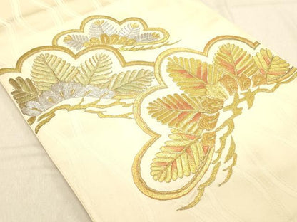 平和屋着物◎太鼓柄袋帯　総刺繍　笠松文　金銀糸　正絹　逸品　DABB9304ya