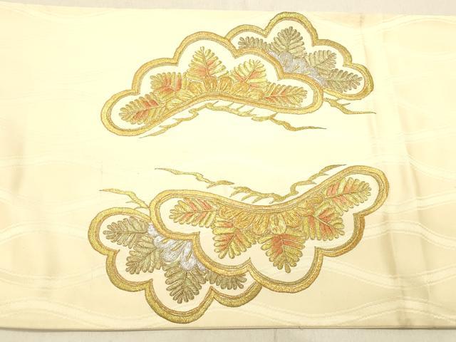 平和屋着物◎太鼓柄袋帯　総刺繍　笠松文　金銀糸　正絹　逸品　DABB9304ya