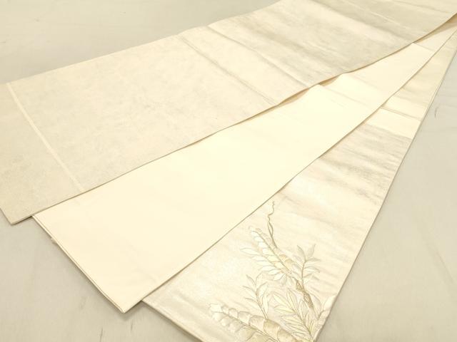 平和屋着物◎太鼓柄袋帯　総刺繍　藤花房　銀彩　正絹　逸品　DABB9306ya