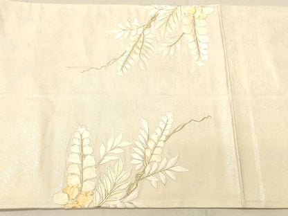 平和屋着物◎太鼓柄袋帯　総刺繍　藤花房　銀彩　正絹　逸品　DABB9306ya