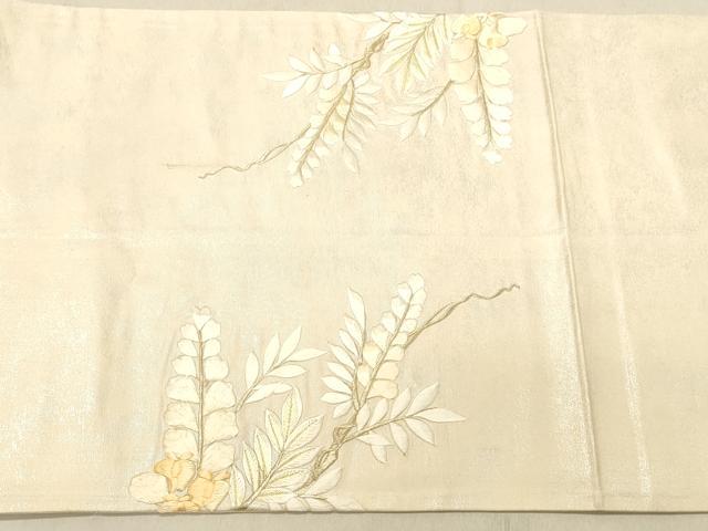 平和屋着物◎太鼓柄袋帯　総刺繍　藤花房　銀彩　正絹　逸品　DABB9306ya