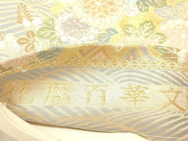 平和屋着物◎六通柄袋帯　花暦百華文　金糸　正絹　逸品　DABB9311ya