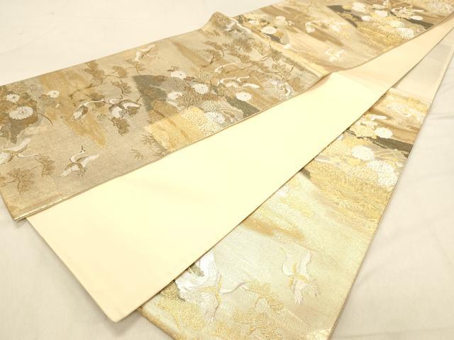 平和屋着物◎九百佐賀錦　六通柄袋帯　唐織　蒔絵　飛鶴浜松文　金銀糸　正絹　逸品　DABB9316ya