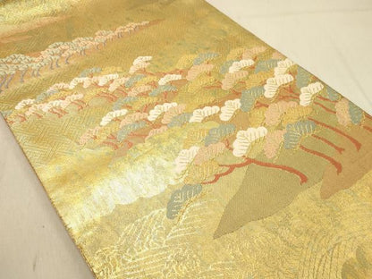 平和屋着物◎太鼓柄袋帯　浜松文　金糸　正絹　逸品　DABB9317ya