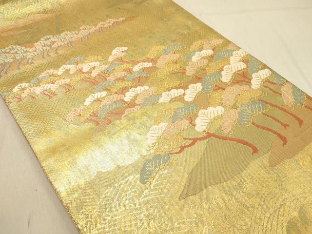 平和屋着物◎太鼓柄袋帯　浜松文　金糸　正絹　逸品　DABB9317ya