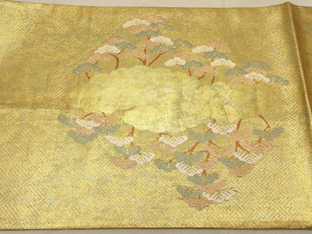 平和屋着物◎太鼓柄袋帯　浜松文　金糸　正絹　逸品　DABB9317ya