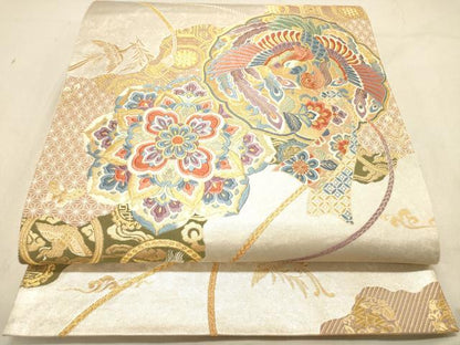 平和屋着物◎六通柄袋帯　唐織　楽遊鳳華文　金銀糸　正絹　逸品　DABB9319ya