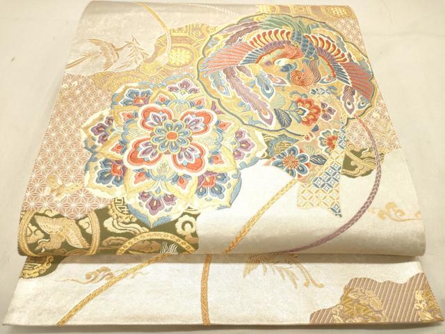 平和屋着物◎六通柄袋帯　唐織　楽遊鳳華文　金銀糸　正絹　逸品　DABB9319ya